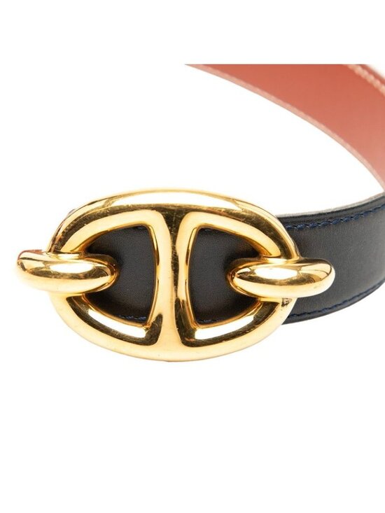 Hermes Chaine D\'ancre Reversible 65 Navy Brown Leather 1- Belt main image 4
